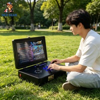 Konsol Game Arcade 14 Inci Portabel Model Koper dengan Permainan Terpasang, Joystick Tunggal, Plug and Play untuk Hiburan Rumah