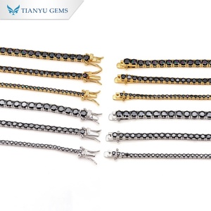 Tianyu Gems Black Moissanite Bracelets 925 <b>Silver</b> Gold Plated Channel Setting Classic Unisex <b>Bangles</b> Everyday Wear - Product Image 3