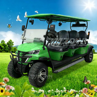 Mobil Golf Listrik 3-4 Kursi Atap Hijau Dilengkapi Speaker, Baterai Lithium Bersertifikasi CE, Motor 3-5KW, Cocok untuk Wisata Villa dan Taman