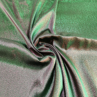 Tissu en polyester bicolore brillant et changeant de couleur, avec teinture métallisée, idéal pour la confection de vêtements tendance.