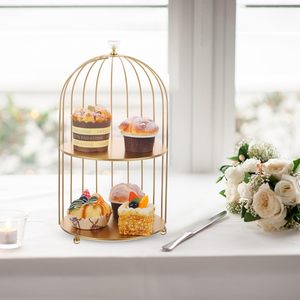Minimalistischer Halber Vogelkäfig Goldener Kosmetik-Aufbewahrungsständer Kuchen-Dessert-Präsentationsständer Make-up-Organizer Metall-Badezimmerregal - Product Image 6