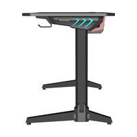 Bureau d'ordinateur de jeu en métal extensible à hauteur réglable avec LED, design E-Sport noir, support pour casque