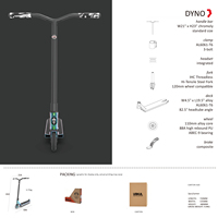 Trottinette freestyle Vokul Dyno Pro pour riders intermédiaires de 8 ans et plus, avec headset intégré, deck en aluminium de 4,5 pouces, roues de 110 mm, poids léger, IHC