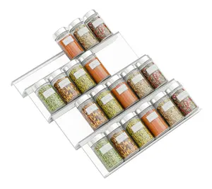 Kruidenlade Organizer, 4 Lagen Helder Acryl Schuin In Lade Kruidenpotten Invoegen Aanrechtblad