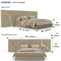 Direkt vom Hersteller: Luxuriöses Modernes Bett mit Goldpoliertem Messinggestell und Samtpolsterung für Zuhause