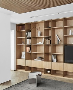 Librería Moderna <span class=keywords><strong>de</strong></span> Madera con Estantes Abiertos, Mueble Modular <span class=keywords><strong>de</strong></span> Pared para Biblioteca en Casa, Librería o Sala <span class=keywords><strong>de</strong></span> Estar - Product Image 1