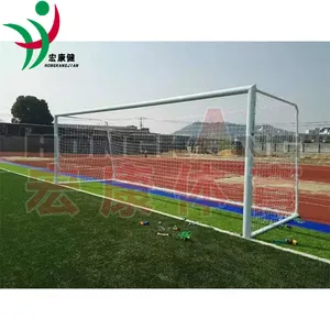 High quality Football field soccer Goals with nets easy installation Standard steel insert-into-land type football goal