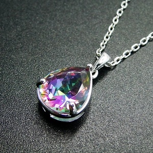 Listo para Enviar al por Mayor, Joyería de Plata de Ley 925, Colgante de Topacio Místico en Forma de Pera - Product Image 2
