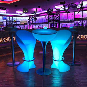 โต๊ะบาร์ LED แบบขายส่งพร้อมเก้าอี้ ไฟ LED ไร้สาย เฟอร์นิเจอร์สำหรับงานปาร์ตี้ให้เช่า โต๊ะและเก้าอี้รูปทรงดอกพลัม - Product Image 2