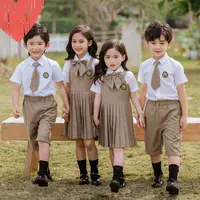 Estate bambini ragazzi ragazze uniformi scolastiche elementari 3 pezzi Design uniforme scolastica internazionale con cravatta