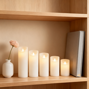 4 pollici Fuso bordo liscio della candela del LED, di colore avorio, a batteria - Product Image 1