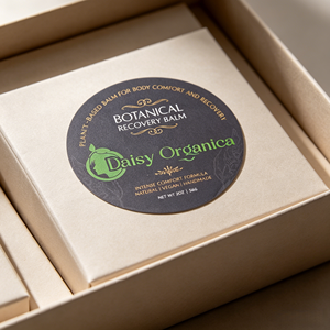 Custom Eco-Friendly Recyclable Botanical Recovery Balm <b>Label</b> Gold Foil Waterproof Adhesive Paper Sticker for Natural <b>Packaging</b> - Product Image 1