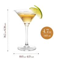 Verre à martini élégant personnalisé en cristal transparent sans plomb, à long pied, 140 ml, gobelet classique en forme de V pour bar, restaurant, hôtel, fête