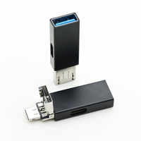 Adaptateur USB multiport 3 en 1 USB 3.0 mâle vers double connecteur Type C mâle/femelle pour ordinateur, téléphone et lecteur de carte