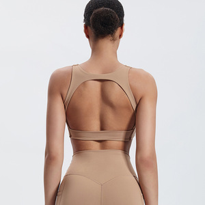 Compressione Comfort da donna XL reggiseno da corsa elasticizzato morbido collo a U manica aperta posteriore imbottita Top stampato semplice sport Yoga - Product Image 3