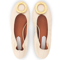 Nouvelle mode ballerines pliables avec boucle en cuir beige chaussures de danse ballerines pour femmes