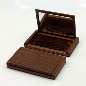 High Quality 2 in 1 Sandalwood Vintage <b>Foldable</b> Pocket Wooden Comb <b>Mirror</b> Set Travel - Product Image 1