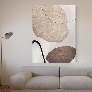 Peinture à l'huile abstraite style Wabi Sabi, texture de pierre, art moderne, décoration murale pour salon, peinte à la main, sans cadre, effet visuel 3D - Product Image 1