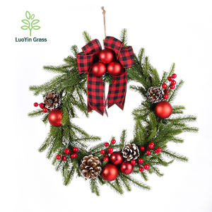 LY couronne artificielle <span class=keywords><strong>guirlande</strong></span> de noël couronne de porte d'entrée couronne en plastique pour fenêtre suspendue au mur maison chambre jardin extérieur - Product Image 5