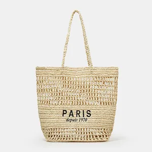 Handmade Luxury Tote Handbag Beach Bag Handle Raffia Straw Bag Eco-Friendly New Design crochet tote bag