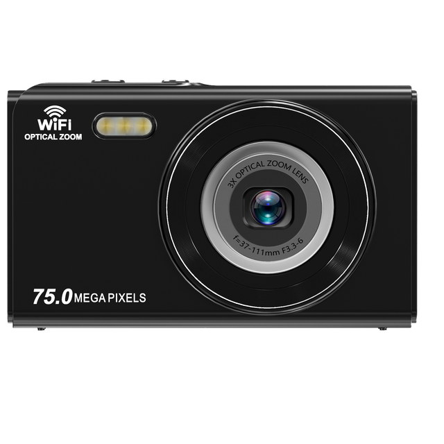 75MP 4K WiFi Digital Camera 2.8" IPS Screen Retractable Zoom Lens 3X Optical Pocket Student Cam for Campus Photography & Vlog