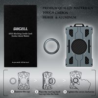 Cartera delgada multifuncional de alta calidad para hombres, de aluminio Metal, bloqueo RFID, Clip para efectivo, tarjetero, identificación a rayas portátil abierta