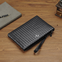 Dompet Kulit Pria Kapasitas Besar, Tas Selempang Bisnis Modis, Tas Tangan Desainer Vintage dengan Lapisan Poliester dan PU Tahan Air