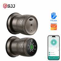 Cerradura Inteligente para Puerta con Huella Dactilar de Aleación de Aluminio SJJ, Control por Nube y Aplicación, Tarjeta IC RFID Tuya, Teclado, Sin Llave, para Puerta de Madera