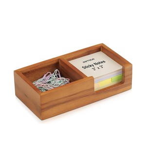 Organizador de escritorio de madera con notas adhesivas y caja de almacenamiento para clips de papel para papelería de oficina de 3x3 pulgadas - Product Image 1