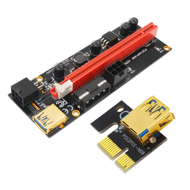 Upgrade Version PCI-E Riser 1X 4x 8x 16x Extender PCI-E USB Riser 009S Dual 6Pin Adapter Card