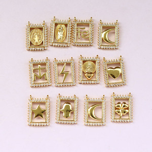 CZ8702 nouveau 18k or cz <span class=keywords><strong>micro</strong></span> pavé diamant vierge marie croix scapulaire pendentif breloques avec double deux boucles - Product Image 5