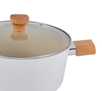 Marmite à soupe en aluminium forgé sur mesure OEM, revêtement céramique antiadhésif, couvercle en verre, compatible induction, passe au lave-vaisselle, vente en gros de marmites à soupe en aluminium
