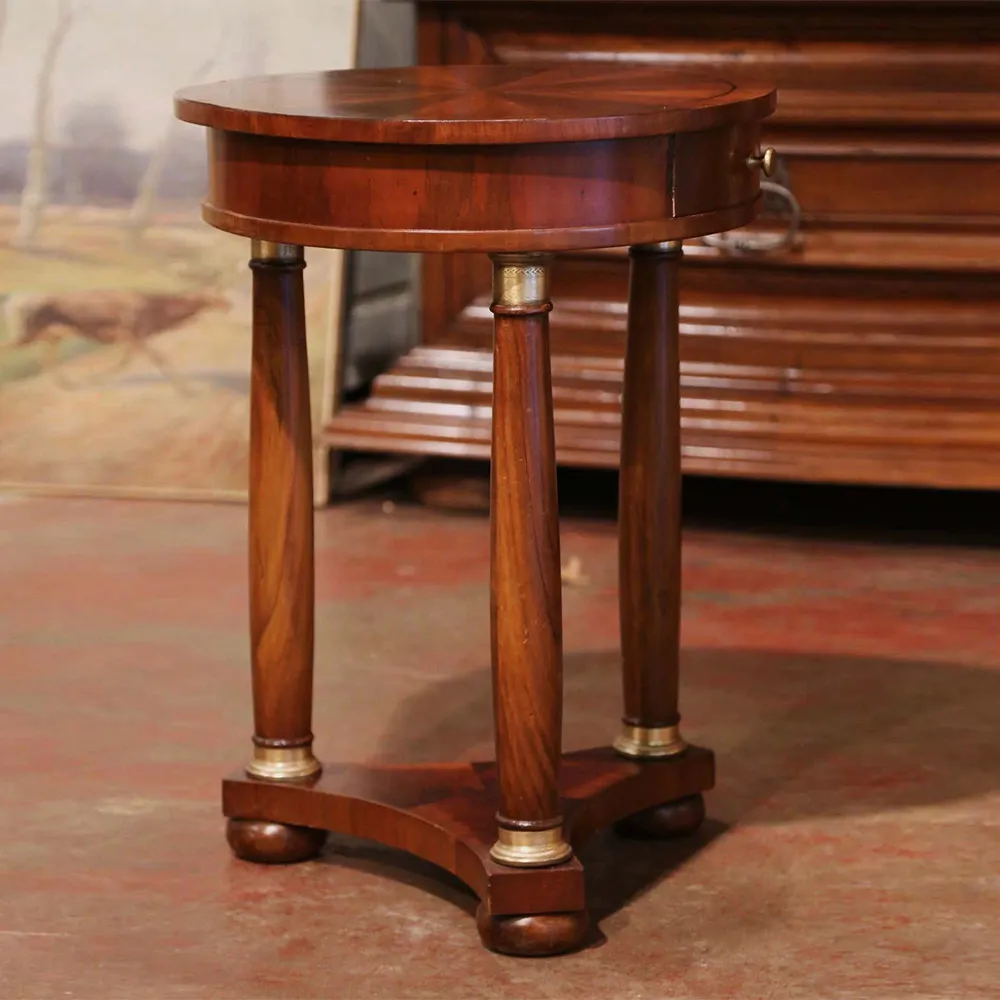 Cinoon-ensemble de Table latérale de salon, à trois jambes en acajou, haut classique et Antique du 10e génération