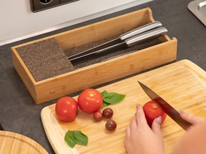 Bloc magnétique de rangement pour couteaux de cuisine en bambou, pratique et de qualité, à installer dans un tiroir - Offre Spéciale - Product Image 2