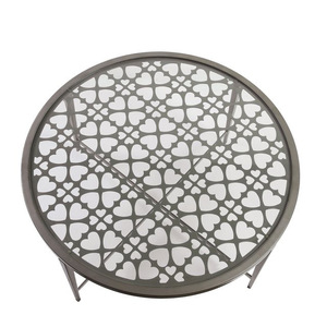 Luxury wrought iron round corner <b>table</b>, balcony glass coffee <b>table</b>, home use, modern minimalist economical wrought iron <b>sofa</b> - Product Image 4