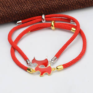 Handmade S925 <b>Silver</b> Destiny Year Red <b>Rope</b> Drop Glue Zodiac Dog Style <b>Bracelet</b> Versatile Small Fresh 477 Fashion Charm <b>Bracelets</b> - Product Image 1