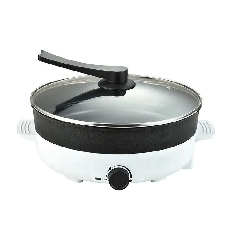 Round White 1500W Nonstick Cooker Mini Electric Pot Cooking Skillet