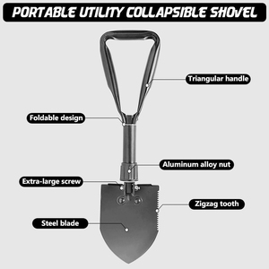 أفضل مجرفة تخييم محمولة متعددة الوظائف قابلة للطي من AMBITION، مصنوعة من الفولاذ الكربوني مع مقبض ثلاثي الطي، أداة متعددة الاستخدامات - Product Image 2