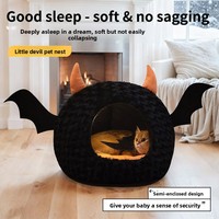 Lit pour chat en forme de démon, fermé, toutes saisons, chaud, type grotte/nid, apaisant, pour l'hiver, pour chats d'intérieur, vente en gros