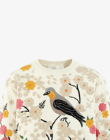 Pull en maille à col rond pour homme, broderie florale fantaisiste, motif oiseau, hiver, ODM, doux et chaud, avec imprimé botanique