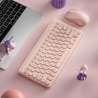 Wireless Keyboard Mouse Combo Retro Punk Round Key Office Set Combination for Desktop Computer Home Business Use