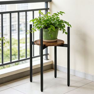 Support de plantes de style mid-century avec plateau <span class=keywords><strong>en</strong></span> <span class=keywords><strong>bois</strong></span> et support <span class=keywords><strong>en</strong></span> métal pour pot de fleurs, idéal pour l'intérieur, la maison, le patio et la présentation - Product Image 4