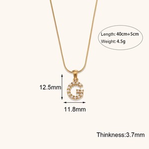 Gioielli Alphabe da donna sottili da donna a catena sottile perla 26 nuovo elegante placcato iniziale sottile lettera di diamante serpente - Product Image 2