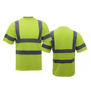Hi VIS t Áo sơ mi ANSI an toàn Lime Orange ngắn tay áo dài phản chiếu khả năng hiển thị cao nút lên áo polo màu xanh lá cây màu đỏ
