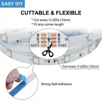 Bande lumineuse LED RGB SMD 5050 12V DC, 30 LED/m, ruban flexible à changement de couleur pour chambre à coucher et rétroéclairage TV