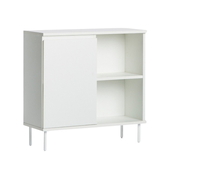 Console d'appoint moderne blanche avec tiroir et rangement ouvert, meuble d'appoint à pieds métalliques pour salon