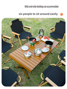 Mesa Plegable de Camping de Aleación de Aluminio para Huevo Frito, Resistente, Carga de 110 kg, Altura Ajustable, con Acabado de Madera, Venta al por Mayor - Product Image 5