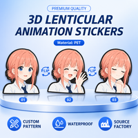 Autocollants 3D lenticulaires imperméables à effet de mouvement, motif dessin animé, en PET avec impression UV pour voiture, ordinateur portable, réfrigérateur