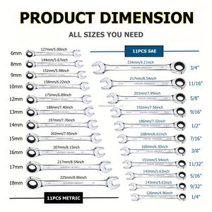 High CR-V Steel 11mm Metric Ratchet Combinação Wrench 72-tooth Box End Head <span class=keywords><strong>Spanner</strong></span> com OEM Customização Suporte - Product Image 4