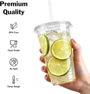 Custom Branded Logo Disposable Takeaway Cups Clear PET Material For Milk Tea Drink Wine Tequila With Lids - Product Image 5